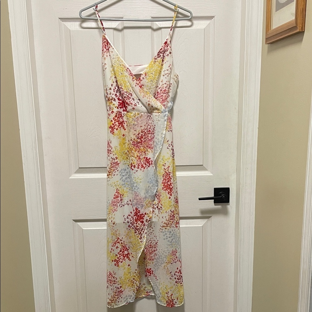 Dex | Multicolor Floral | Feminine | Midi Dress/Sundress | Chiffon | Size S